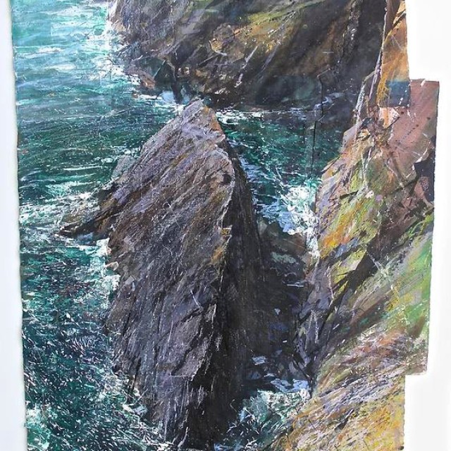 Paul Lewin collage cliffs Cornwall