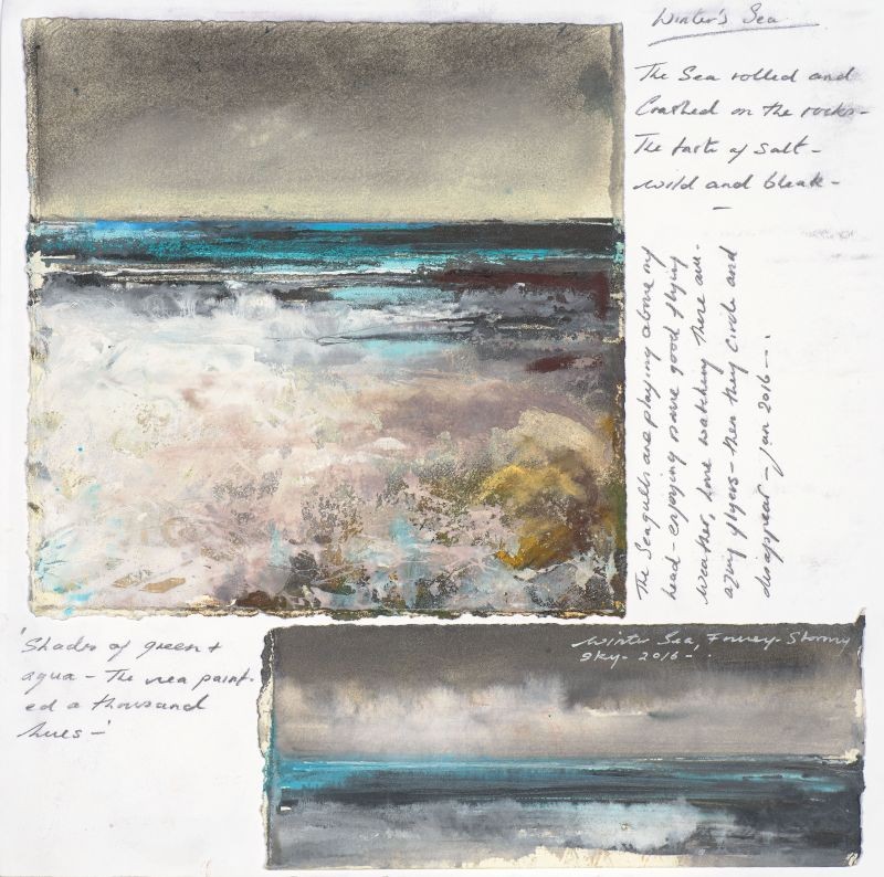 Original Sketchbook Page, Winter’s Sea