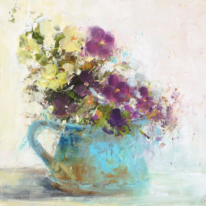 Pansies in a Vintage Jug
