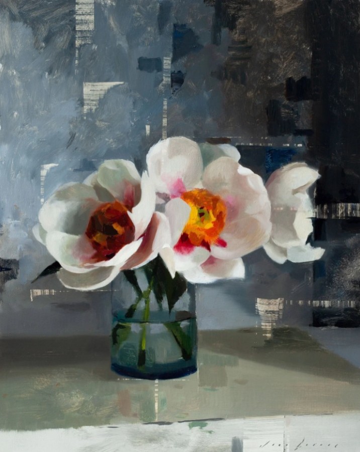 Three White Peonies and Cool Shade