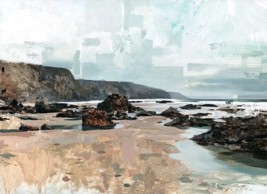 Fragmented Porthtowan Rocks and Water Print