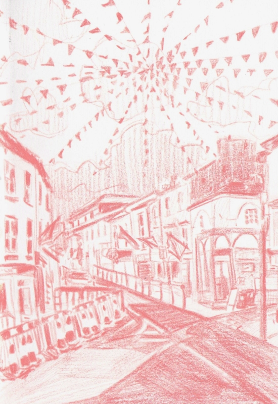 Bunting and Traffic Cones (Market Jew Street)