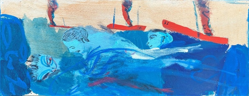 Burning boats in harbour