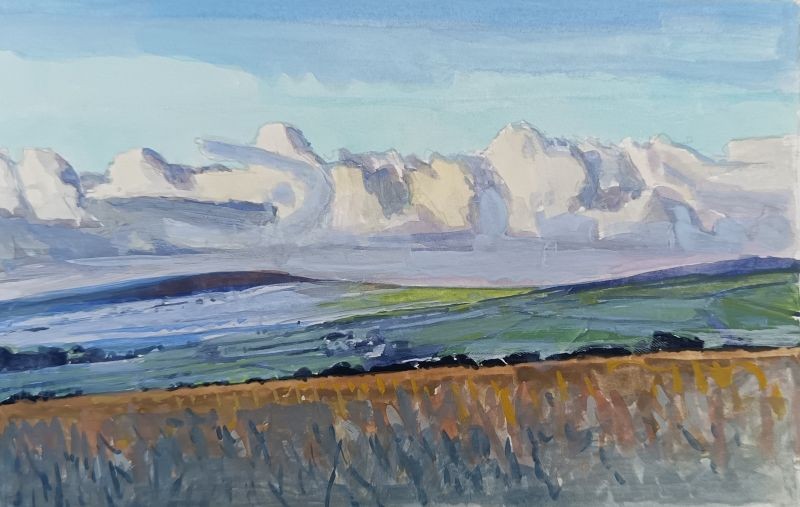 Chun Castle, from Morvah Road (Study)