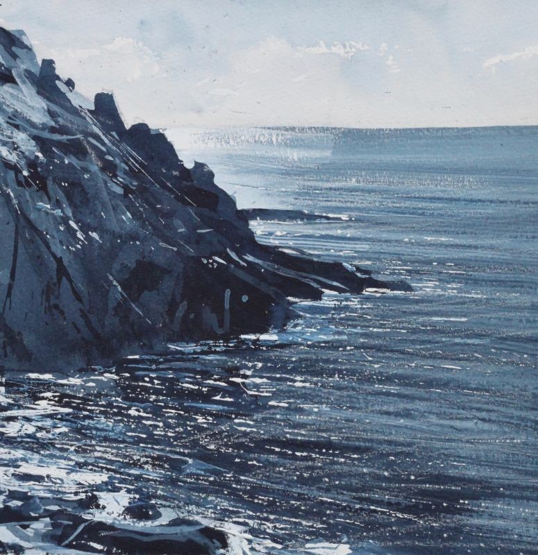 Cliff study in Indigo