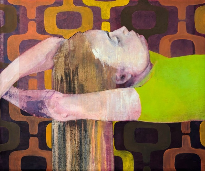 Maria asleep on mum’s sofa, 2025