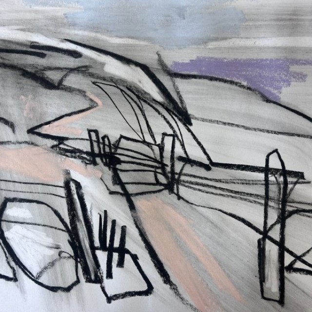 abstract landscape-mark making and pastels