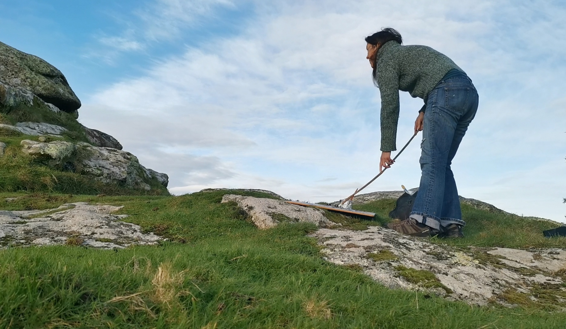 Kari Herbert drawing on a moor